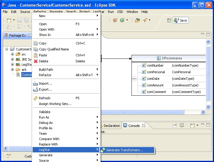 Adapter COBOL Transformers generation menu