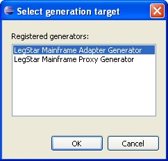 Adapter service generation screen select target