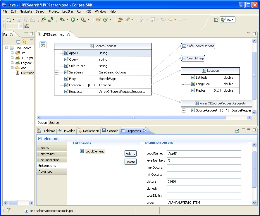 Proxy XSD structures mapping screen results