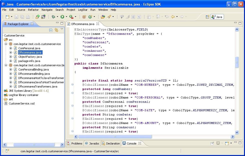 Adapter COBOL Transformers generation screen results