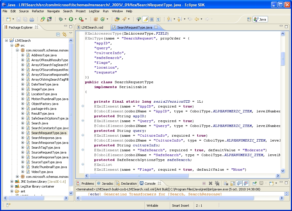 Proxy COBOL Transformers generation screen results